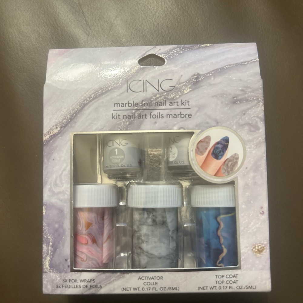 Icing Marble Foil Nail Art Kit - Pink, Blue, Gray